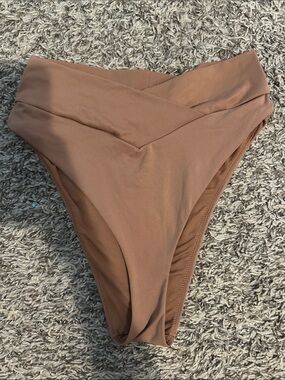 Offline by aerie real me swim cheeky cross over brown bottoms 8